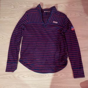 Vineyard Vines USA Mix Stripe Pullover Deep Bay